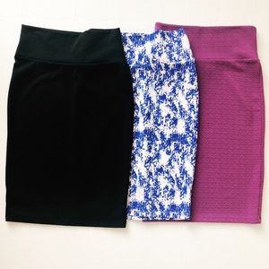 Lot of 3 LuLaRoe Cassie Skirts XS - Black